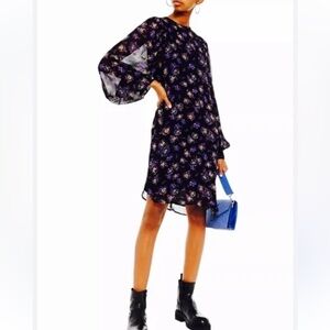 Ganni Floral Black and Purple Dress size 40; US size 8/10 large floral